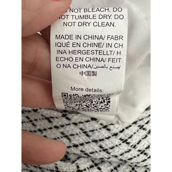 Shein white black plaid front twist overlayed mini skirt size L - Picture 7 of 11